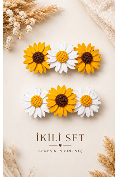 Design 4N Papatya & Ayçiçeği Otomat Toka / Keçe Toka (12 cm)