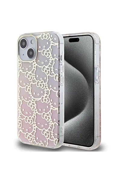 Hello Kitty Husă IML Gradient Electrop cu cap de pisicuță pentru iPhone 15 - roz