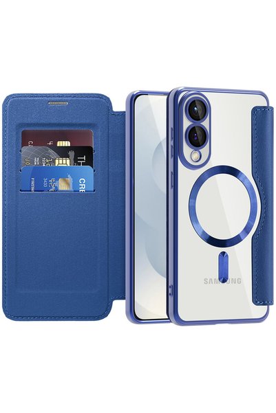 Techsuit Husă pentru Samsung Galaxy S25 Edge - SmartMag Book Case - Albastru