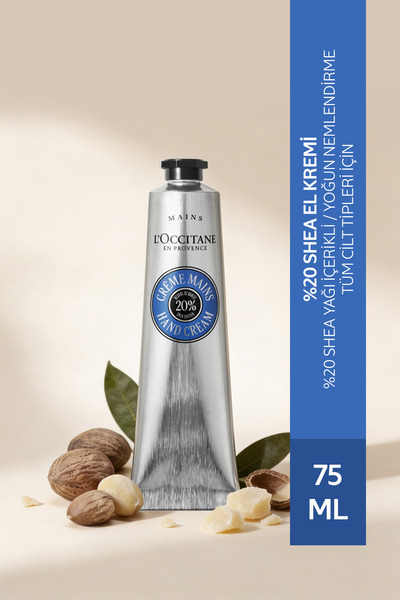 L'Occitane Shea El Kremi, %20 Shea Yağı İçeren Besleyici ve Nemlendirici, 75 ml
