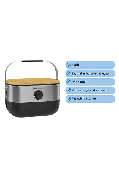 Aygaz Portatif, Taşınabilir Kamp ve Piknik İçin Mini Barbekü - Çelik