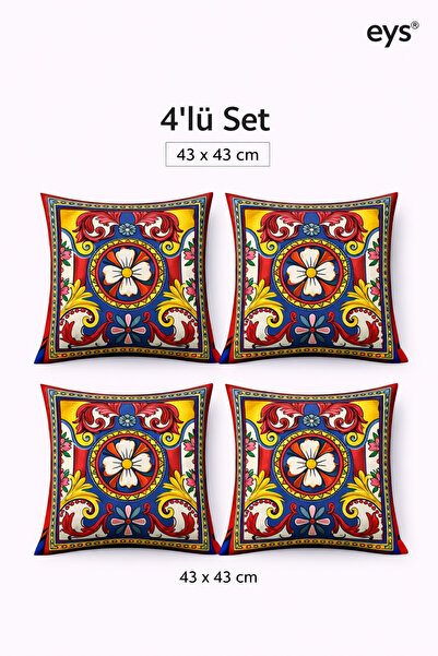 Milano Sole Alessi Double Sided Cotton Pillow Case –Hidden Zipper, Lined (45×45 cm) SET of 4