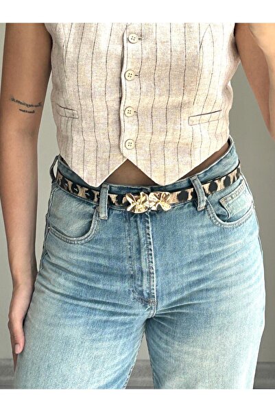 LİA KEMER Mesa Floral Patterned Gold Buckle Jacket Belt, Dress Belt, Trouser ...