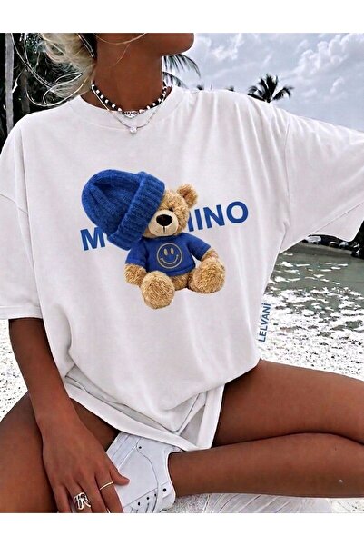 LELVANİ Unisex Colorful Teddy Cool Printed Crewneck T-Shirt