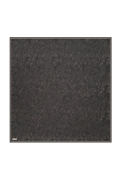 Bursa İpek Black Brush Pattern Twill Silk Scarf