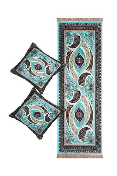 Bursa İpek Water Green Velvet Runner Set