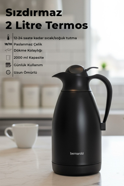 Bernardo Grandio Stainless Steel Thermos Black 2 Liter