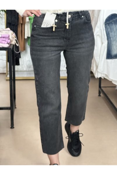 moda rüyası Women's High Waist Smoked Washed Mom Fit Jean Pants Casual Comfortable Denim Trousers