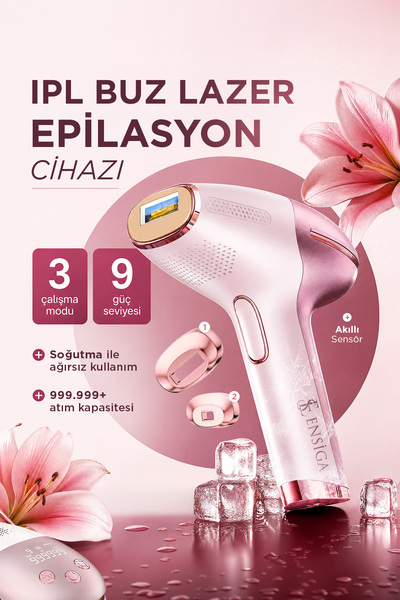 EN SİGA Buz Başlıklı IPL Lazer Epilasyon Cihazı Kalıcı Tüy Azaltma 9 Kademeli...