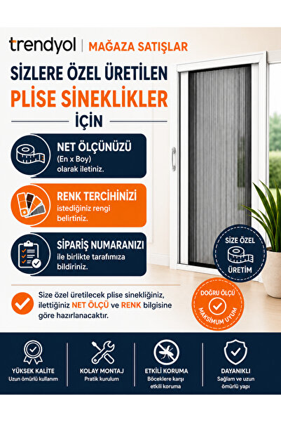 Dekor Plise Pileli Akordion Katlanır Sineklik EN: 96 X BOY :203 (NET ÖLÇÜ)(BE...