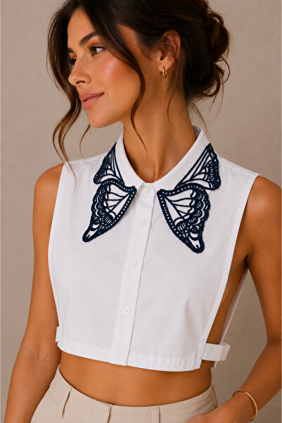 mirach Butterfly Embroidered Shirt Collar Evening Dress Shirt Stylish Collar ...