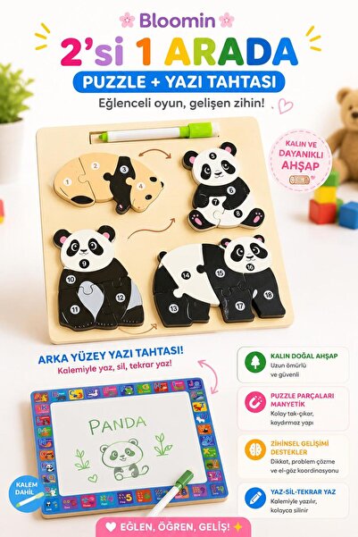 Bloomin Educational Wooden Toy Themed Puzzle - Bultak and Erasable Writing Bo...