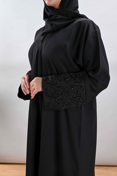 Lavin Soft Crepe Abaya with Black Embroidery