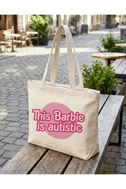 buzagi tasarım ürünleri This Barbie Zippered Lined Gusseted Canvas Bag 35 X 4...