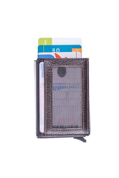 TORO NERO Portcard bărbătesc din piele naturală negru-maro Contractor, protec...