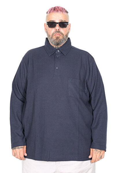 ModeXL Mode XL Plus Size muška majica s polo ovratnikom, dugi rukavi, WAFFLE ...