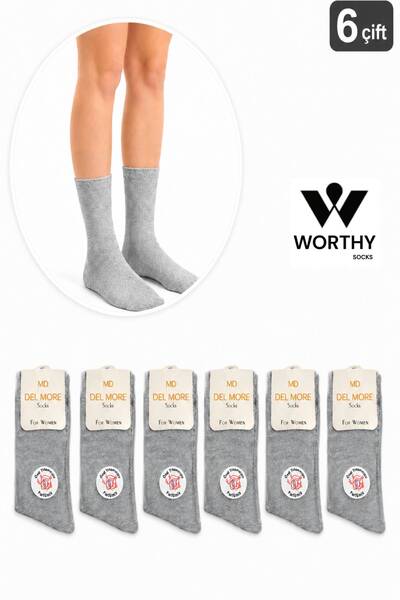 WORTHY SOCKS 6 أزواج من الجوارب النسائية ذات الألوان السادة بدون نقوش، 6 أزواج