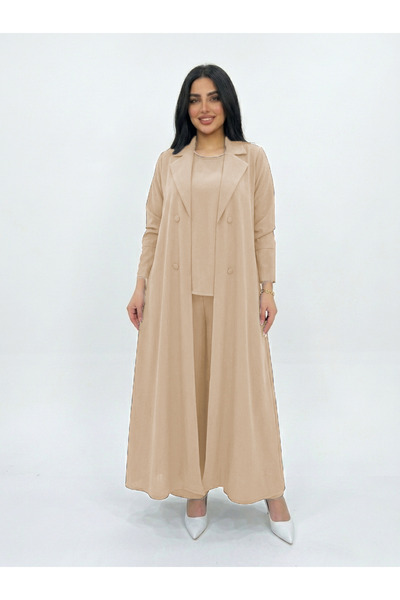 YOU ABAYA طقم سفر 4 قطع بقماش كريب كوبراء لون بيج