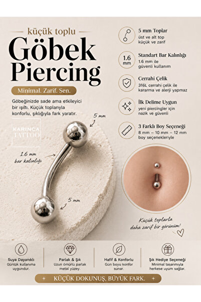 Karınca Piercing Küçük Toplu Göbek Piercingi Yüksek Kalite Piercing (Karınca ...