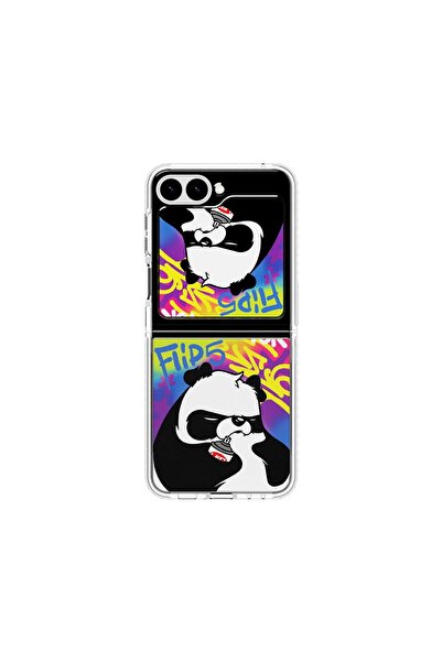 Samsung Galaxy Z Flip 5 Dinamik Tasarım Şeffaf Kılıf - Angry Panda Kart Hediy...