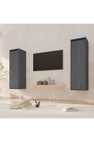 Concept Dulapuri de perete, 2 buc., gri, 30x30x100cm, lemn masiv de pin