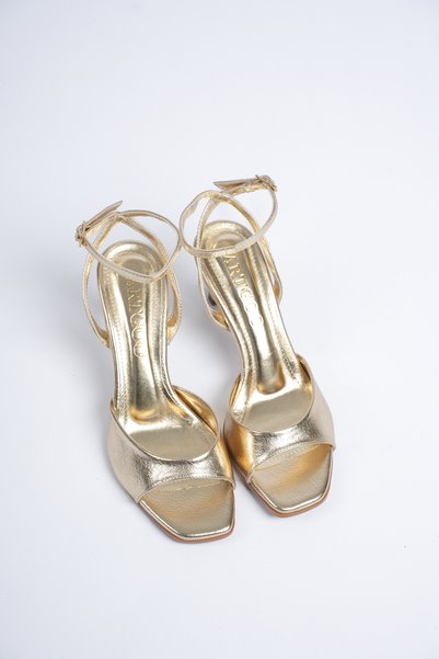 Artgoo women's gold ankle-tie daily comfortable classic heeled shoes