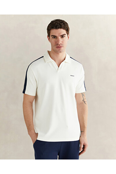 Gant Erkek Beyaz Regular Fit Şerit Detaylı Polo Yaka T-Shirt