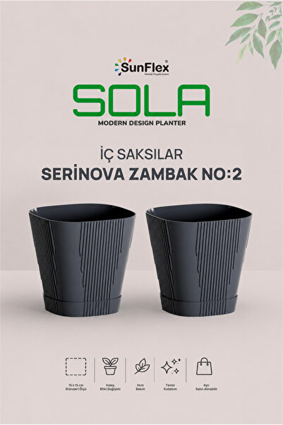 SUNFLEX Sola Dekoratif Saksılar ile Uyumlu Drenajlı İç Saksı