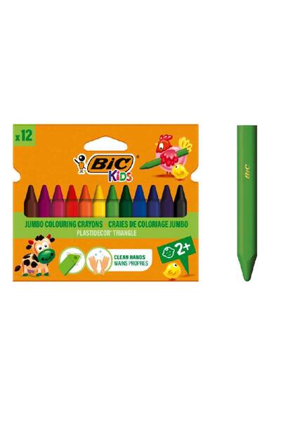 Bic Creioane cerate plastifiate triunghiulare Plastidecor, 12 buc. Copii