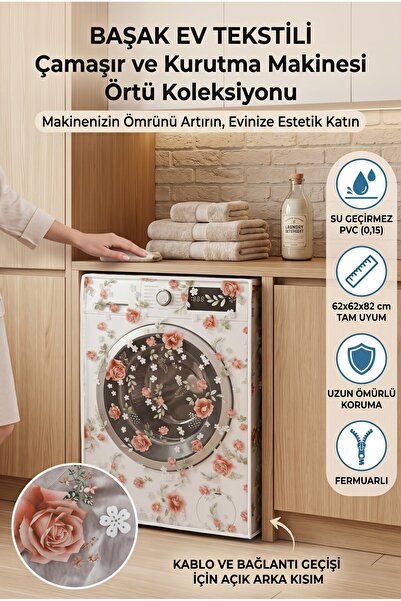 Başak Ev Tekstili Διαφανές κάλυμμα πλυντηρίου και στεγνωτηρίου Pvc – Μοτίβο δ...