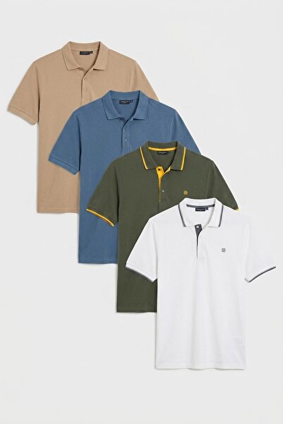 Buratti Tricou cu guler polo cu nasturi, croială normală, din bumbac, pachet ...
