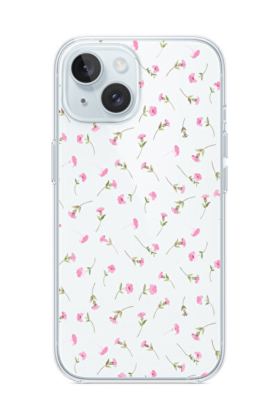 3GEN CASE İphone 13-14 Uyumlu Tatlı Çiçekler Desenli Şeffaf Silikon Kılıf
