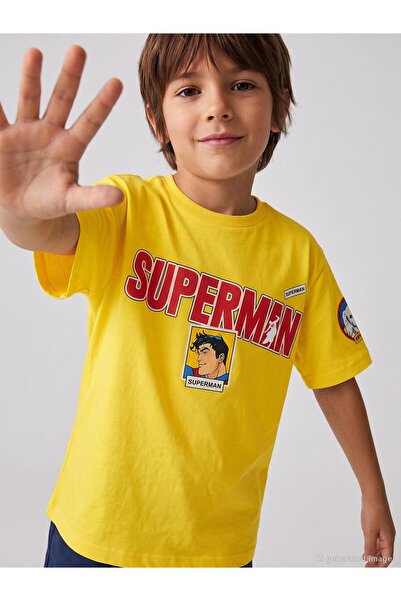 Superman Tricou Superman cu imprimeu pentru copii 6-9 ani - Galben