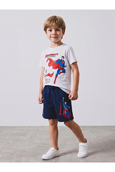 Superman Superman Printed 2-5 Years Old Capri - Navy Blue