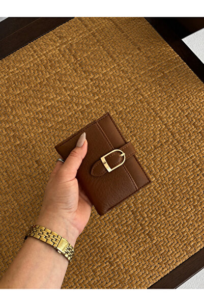 Yuka Atelier Mary Buckle Detailed Tan Medium Size Wallet