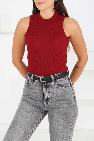 Generic Brand Top tip camisolă cu mânecă scurtă - 27801-BORDO