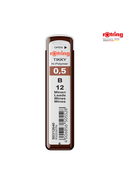 Rotring Set 12 mine creion 0.5mm B cu Rezistenta Extra la Rupere, pentru Dese...