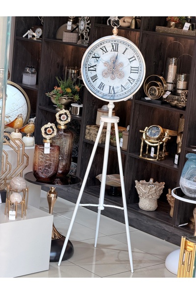 YASAR CONCEPT Marguina Metal Çarklı Tripod Ayaklı Saat 48x156 Cm