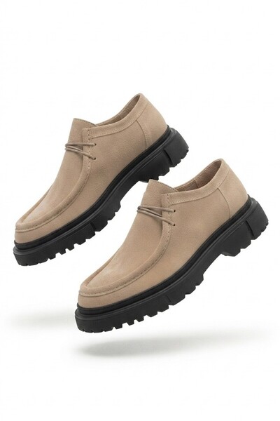 Zerenyus Castle premium thick sole casual men's lace-up classic shoe beige suede