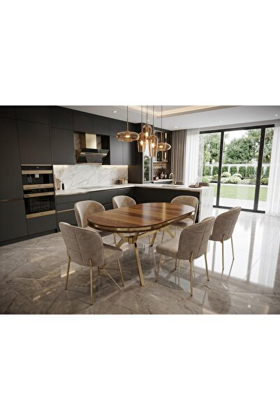 Allya Furniture Yemek Masa Sandalye Takımı (6 ADET SANDALYE)