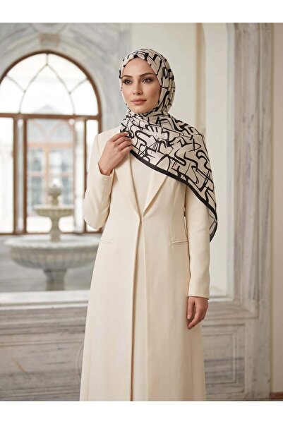 Vissona 100% Pure Silk Shawl Thin Satin Voile Woven Striped Patterned Cream C...