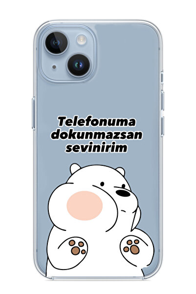 3GEN CASE iPhone 13/iPhone 14 Uyumlu Sevimli Ayıcık Desenli Şeffaf Silikon Kılıf
