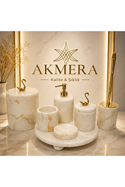 Akmera Home Yellow Toned Marble Ball Footed Real Marble 7 Piece Ultra Luxury ...