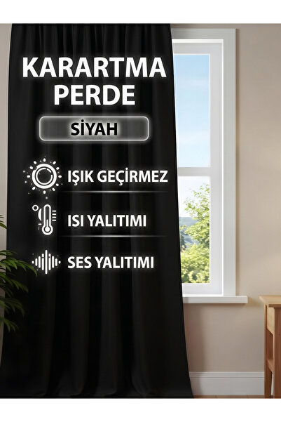 Yuka SİYAH Blackout Işık Geçirmez Karartma Fon Perde PİLESİZ Tek Kanat Karart...