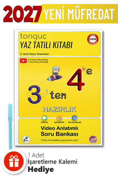 Tonguç Yayınları 3'ten 4'e Hazırlık Kitabı + Hediyeli