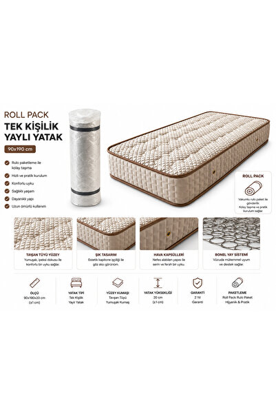 ABAD.HANDMADE 90/190 ölçü 21-22 cm Fullortapedik tavşan tüyü yaylı yatak.Tek ...
