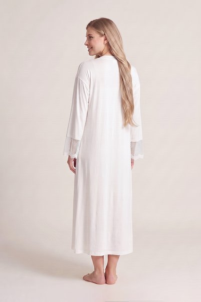 ERDENİZ TEKSTİL Maternity Nightgown and Robe Set/Cotton Postpartum Set/Short-Sleeved Nightgown/Lace, Piped Collar