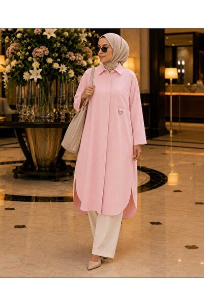 Budan Export Women's Hidden Buttoned Shirt Collar Long Loose Islamic Clothing...