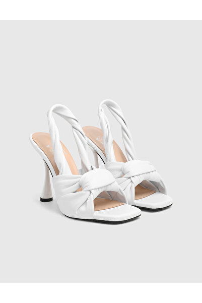 İLVİ Eresa Genuine Leather White Women's Heels Sandals