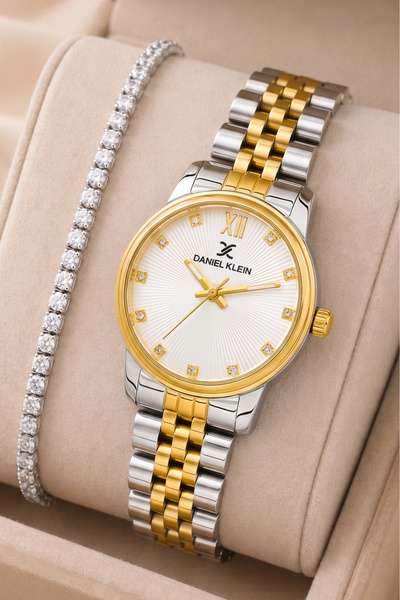 Daniel Klein Women's Wrist Watch Gold-silver Color Steel Band & Case Sddk093